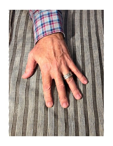 Anillo ancho para hombre en plata de primera...