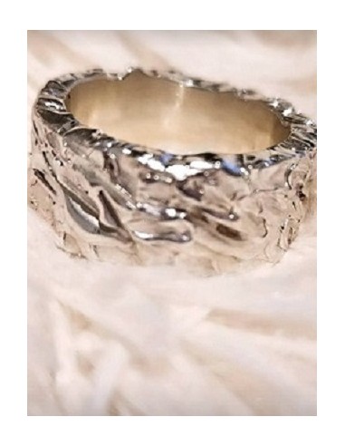 Anillo ancho para hombre en plata de primera...